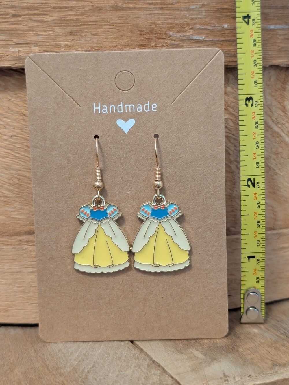 Disney's Snow White Dress Enamel Metal Earrings NEW
